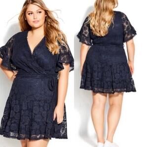 City Chic Whimsigoth Fairy Romantasy Garden Kisses Lace Sleeve Dress Black XXL